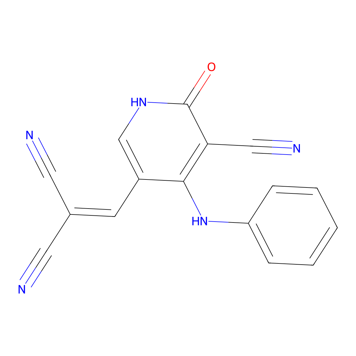 2-[(4-anilino-5-cyano-6-oxo-1H-pyridin-3-yl)methylidene]propanedinitrile molecular structure, CAS 371214-52-7