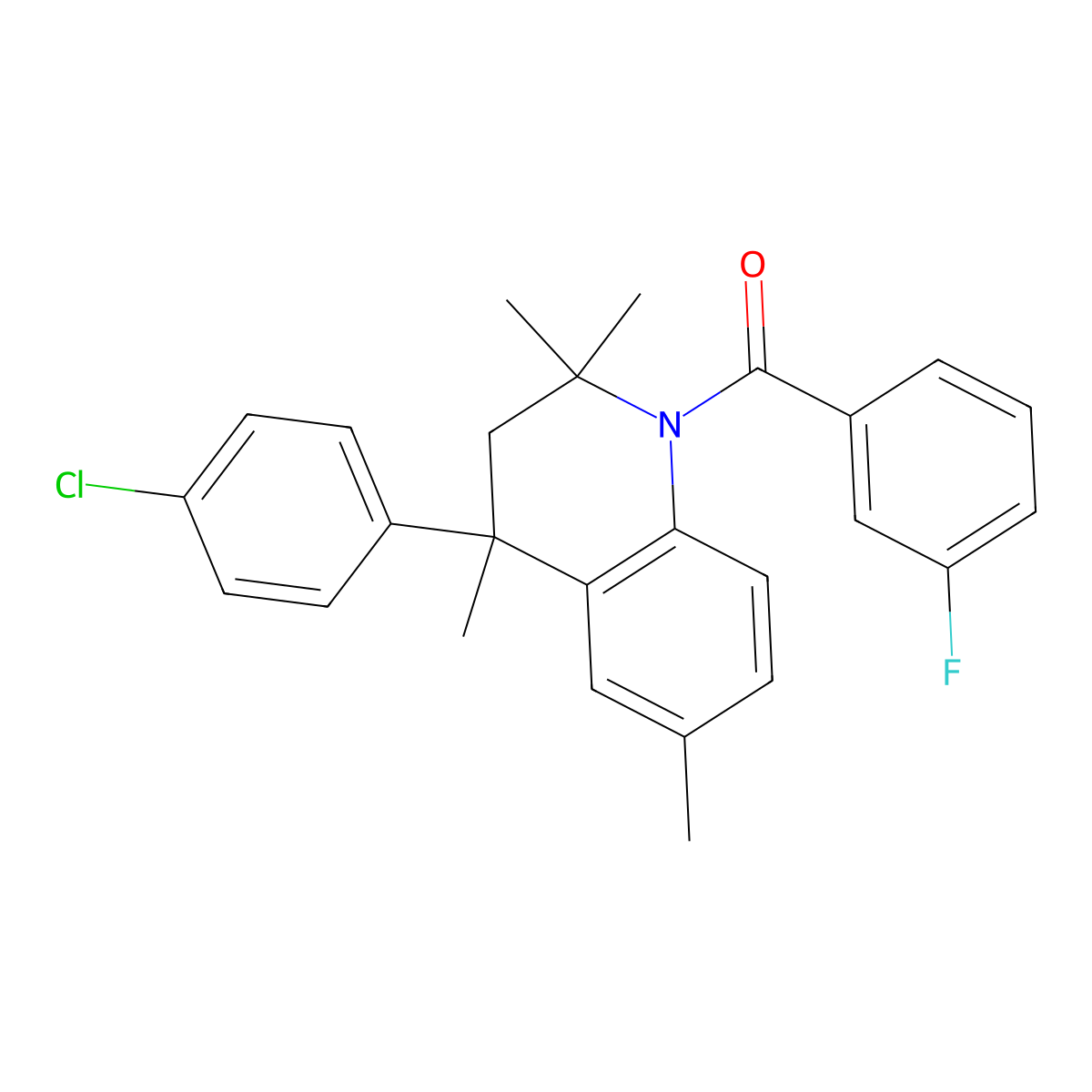 [4-(4-chlorophenyl)-2,2,4,6-tetramethyl-3H-quinolin-1-yl]-(3-fluorophenyl)methanone molecular structure, CAS 371215-07-5