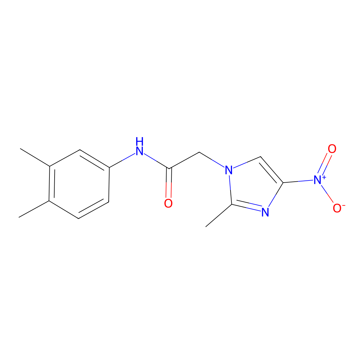 N-(3,4-dimethylphenyl)-2-(2-methyl-4-nitroimidazol-1-yl)acetamide molecular structure, CAS 371215-09-7