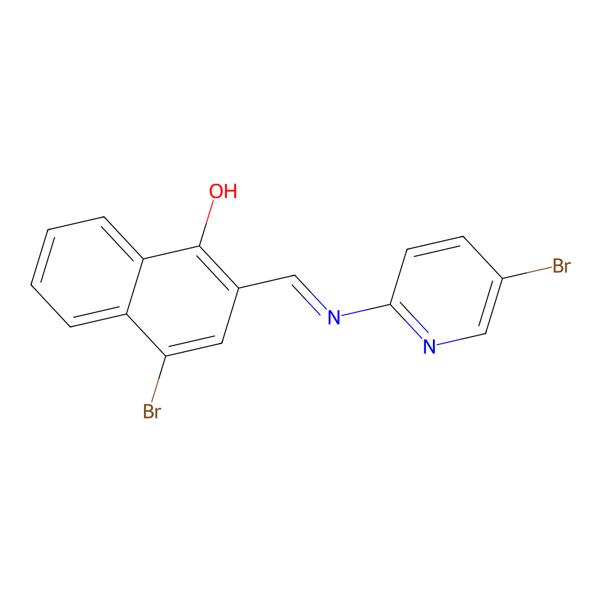 4-Bromo-2-{[(5-bromo-2-pyridinyl)imino]methyl}-1-naphthol molecular structure, CAS 371215-74-6