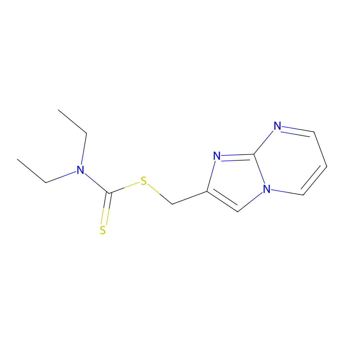 Imidazo[1,2-a]pyrimidin-2-ylmethyl diethylcarbamodithioate molecular structure, CAS 371216-23-8