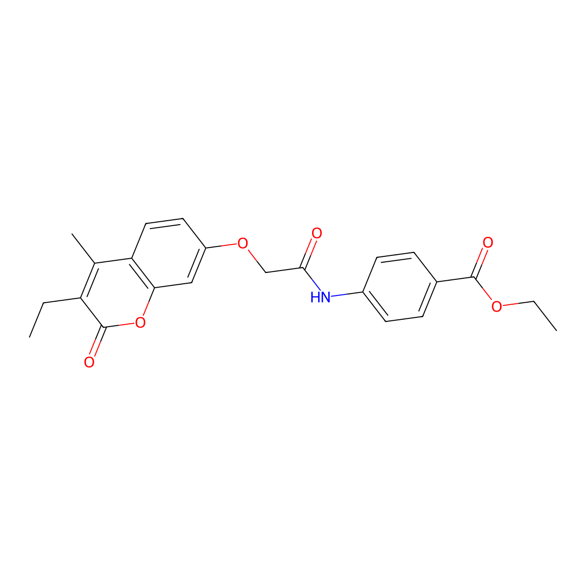 ethyl 4-(2-((3-ethyl-4-methyl-2-oxo-2H-chromen-7-yl)oxy)acetamido)benzoate molecular structure, CAS 371216-27-2