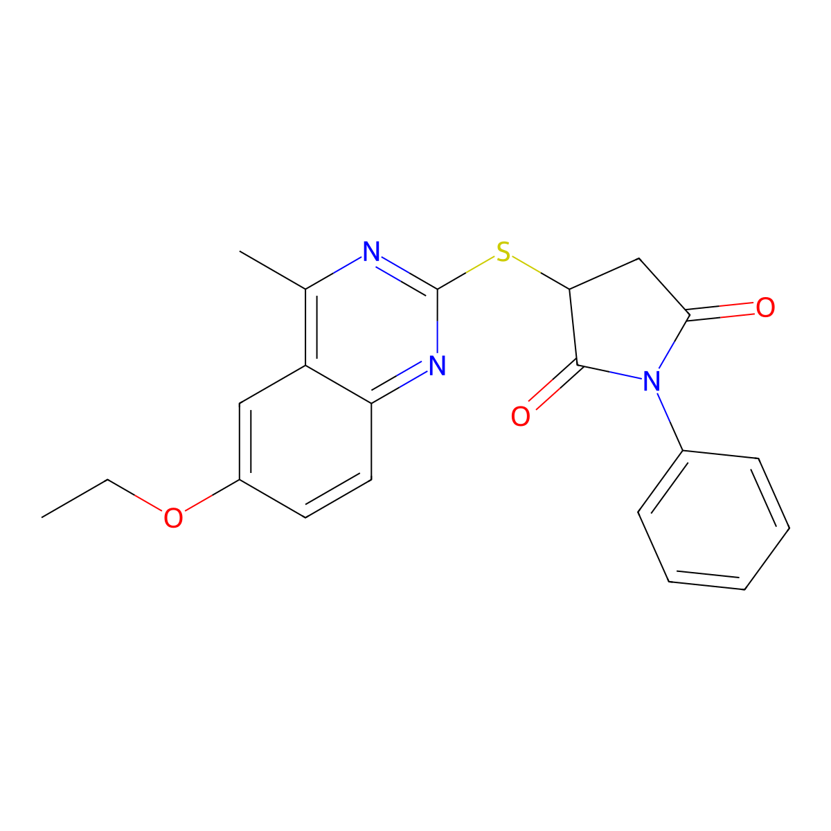 3-[(6-Ethoxy-4-methylquinazolin-2-yl)sulfanyl]-1-phenylpyrrolidine-2,5-dione molecular structure, CAS 371217-18-4