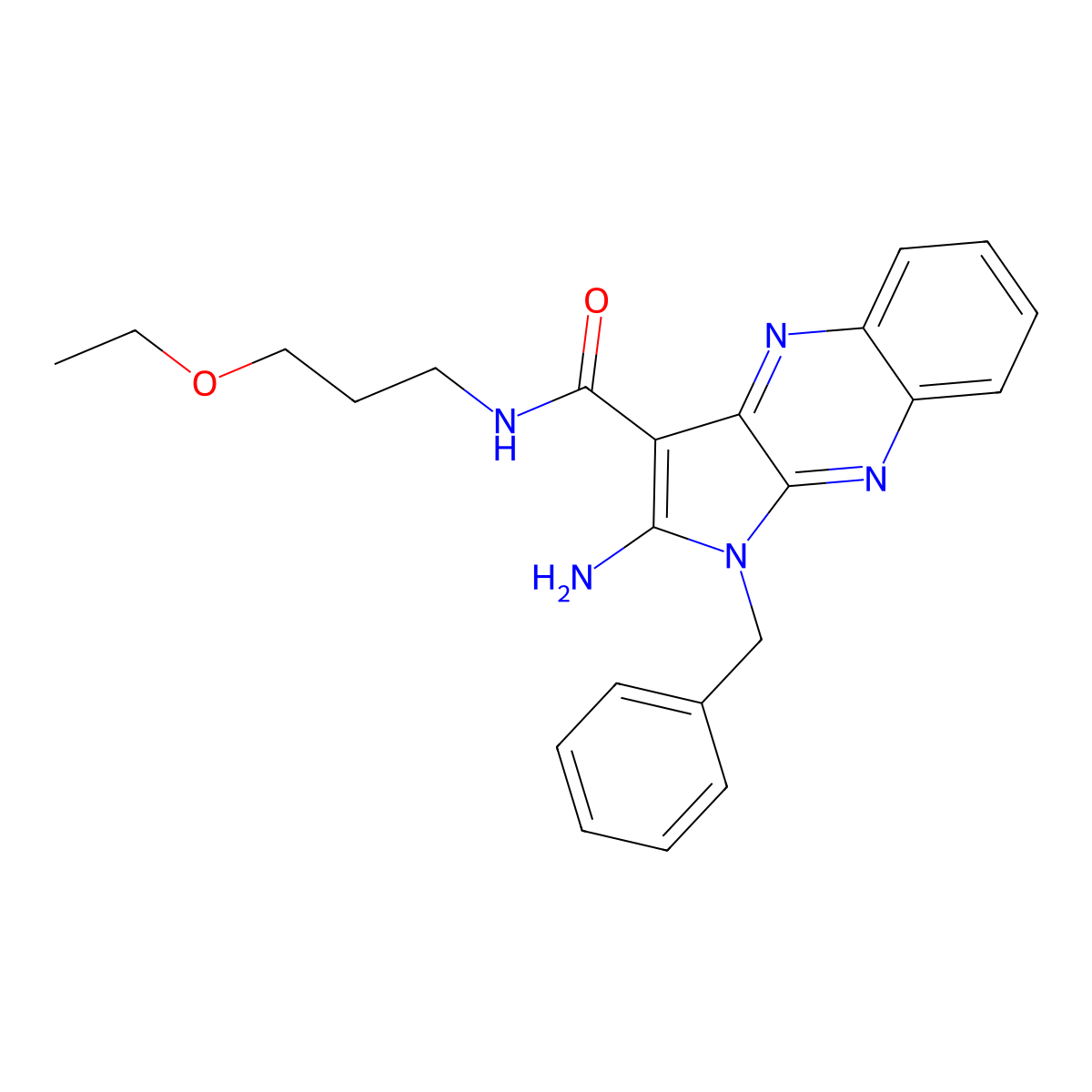 2-amino-1-benzyl-N-(3-ethoxypropyl)-1H-pyrrolo[2,3-b]quinoxaline-3-carboxamide molecular structure, CAS 371217-42-4