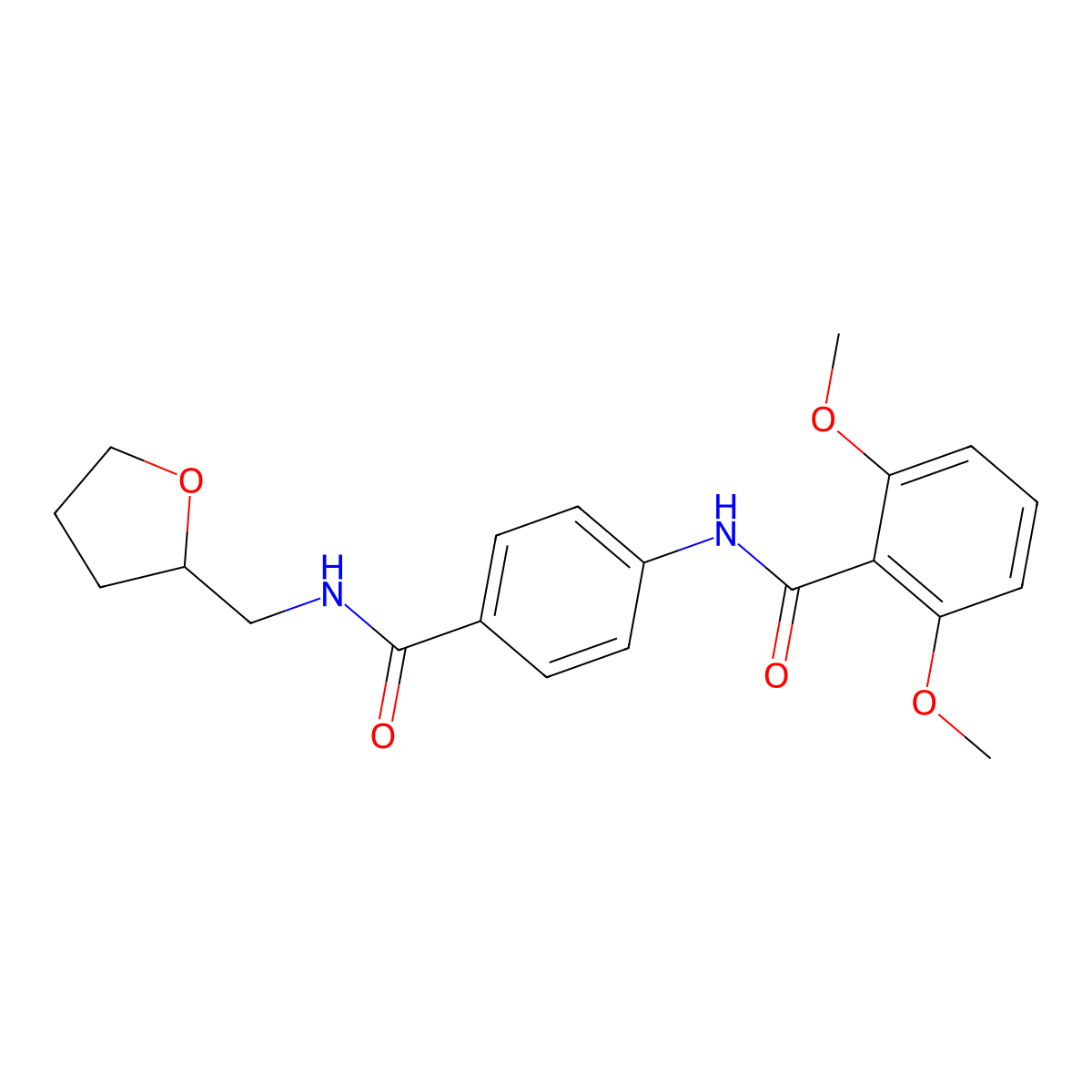 2,6-dimethoxy-N-{4-[(tetrahydrofuran-2-ylmethyl)carbamoyl]phenyl}benzamide molecular structure, CAS 371217-98-0