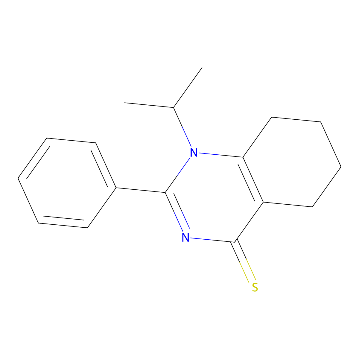 1-isopropyl-2-phenyl-5,6,7,8-tetrahydroquinazoline-4(1H)-thione molecular structure, CAS 371218-86-9
