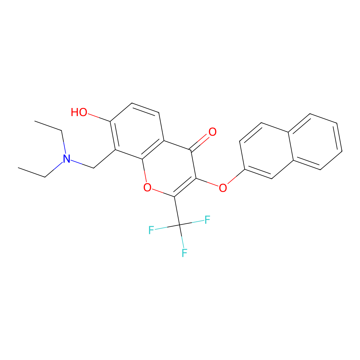 8-[(diethylamino)methyl]-7-hydroxy-3-(2-naphthyloxy)-2-(trifluoromethyl)-4H-chromen-4-one molecular structure, CAS 371218-98-3