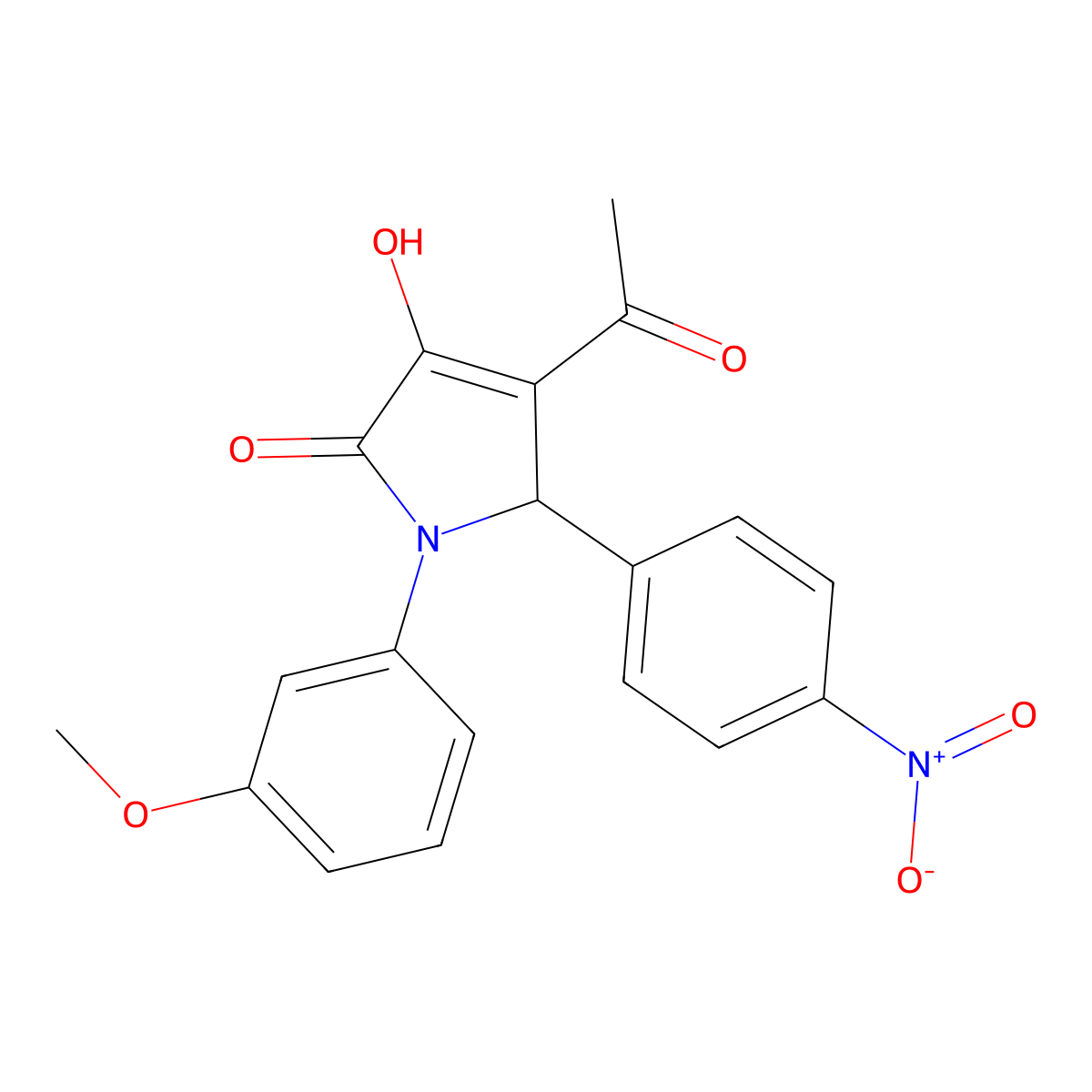 3-acetyl-4-hydroxy-1-(3-methoxyphenyl)-2-(4-nitrophenyl)-2H-pyrrol-5-one molecular structure, CAS 371219-04-4
