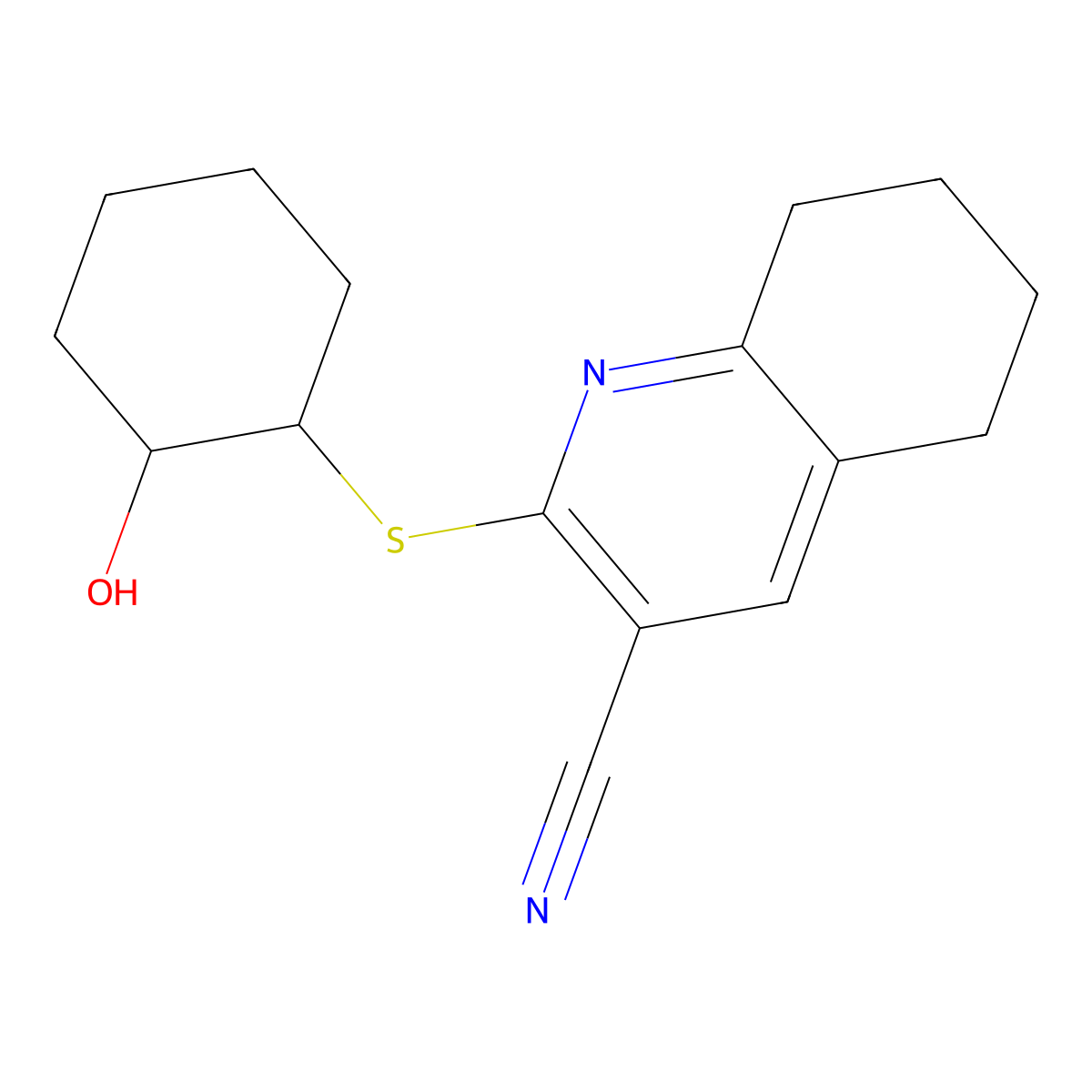 2-(2-Hydroxycyclohexyl)sulfanyl-5,6,7,8-tetrahydroquinoline-3-carbonitrile molecular structure, CAS 371219-17-9