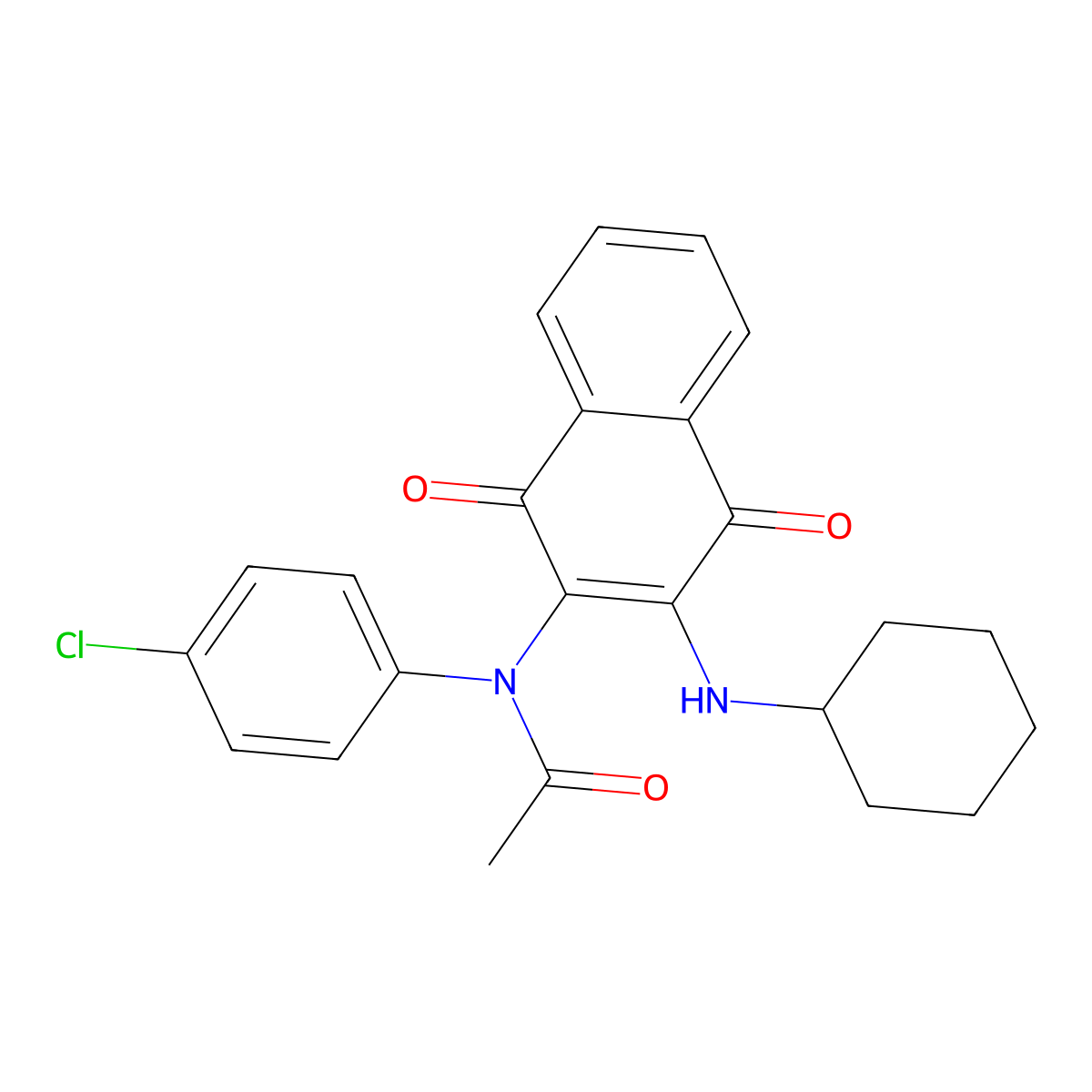 N-(4-chlorophenyl)-N-[3-(cyclohexylamino)-1,4-dioxonaphthalen-2-yl]acetamide molecular structure, CAS 371219-49-7