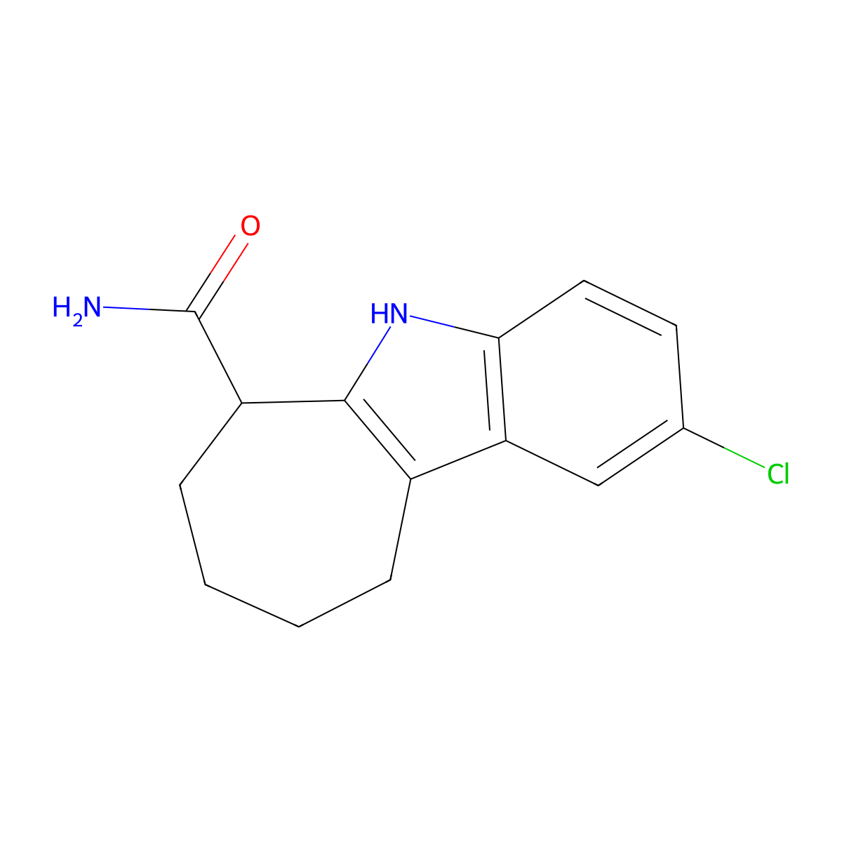 2-Chloro-5,6,7,8,9,10-hexahydrocyclohepta(b)indole-6-carboxamide molecular structure, CAS 371219-74-8