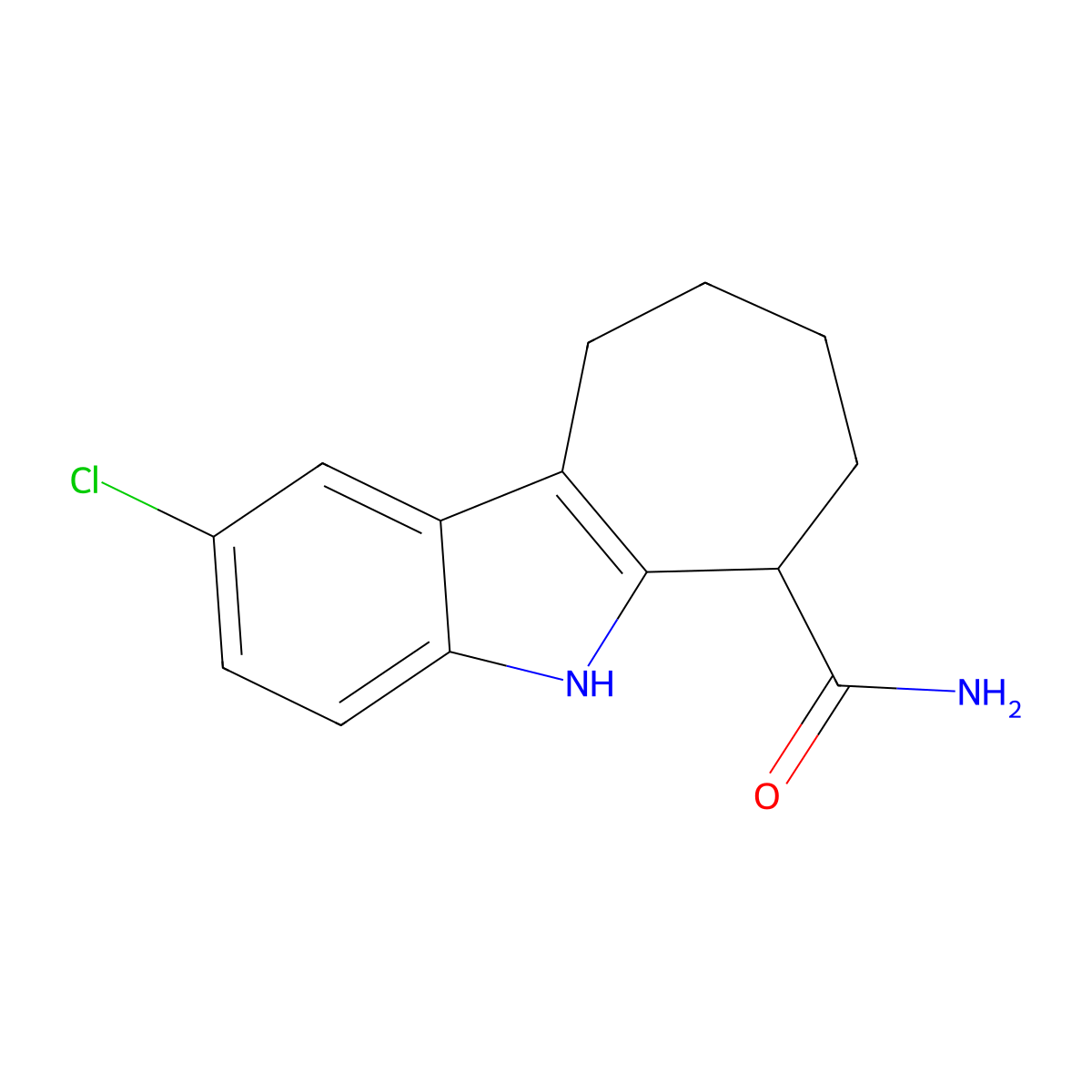 2-Chloro-5,6,7,8,9,10-hexahydrocyclohepta(b)indole-6-carboxamide molecular structure, CAS 371219-74-8