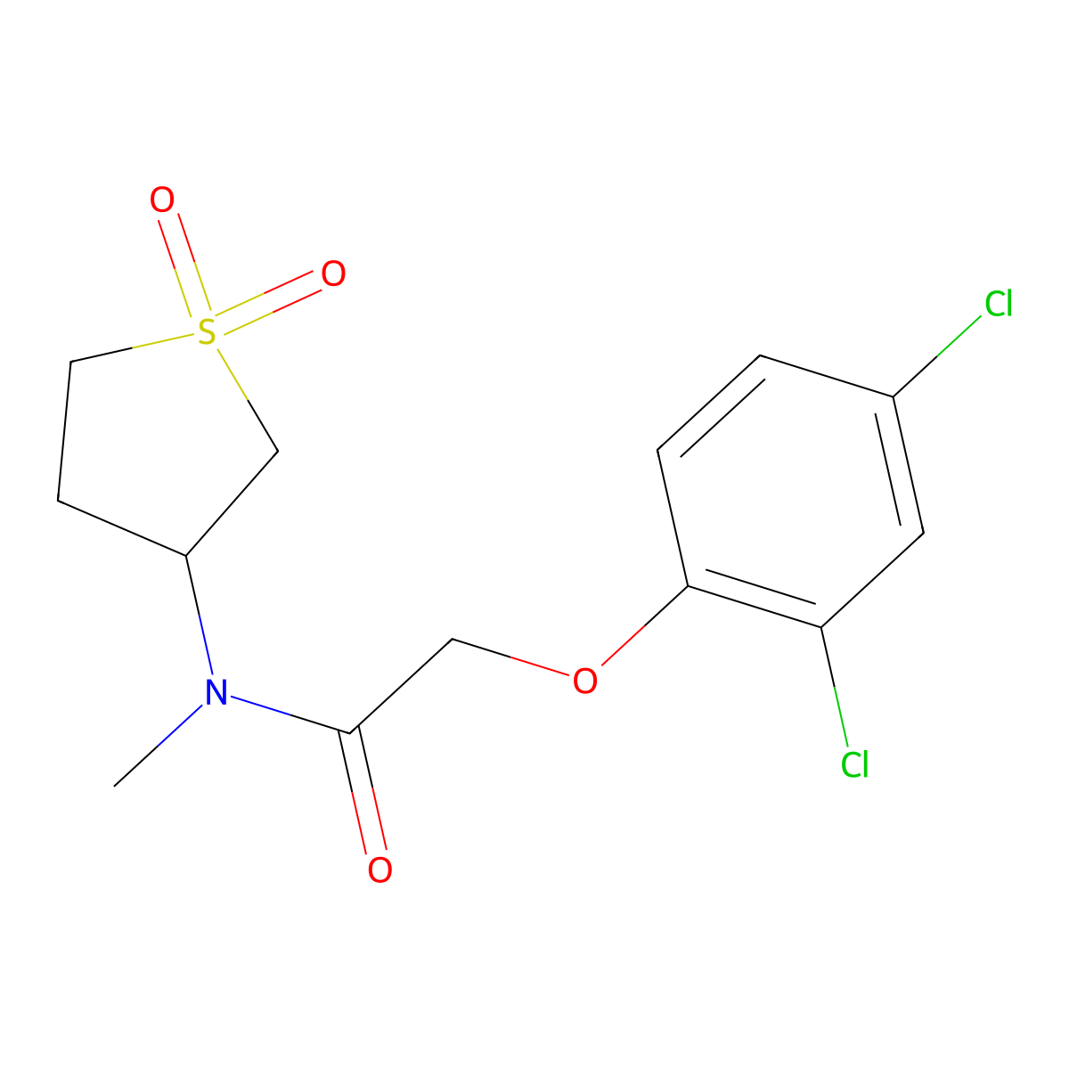 2-(2,4-dichlorophenoxy)-N-(1,1-dioxothiolan-3-yl)-N-methylacetamide molecular structure, CAS 371220-10-9