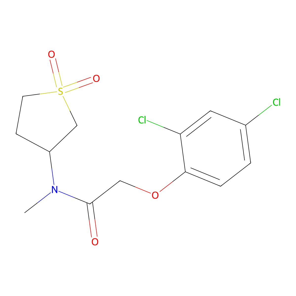 2-(2,4-dichlorophenoxy)-N-(1,1-dioxothiolan-3-yl)-N-methylacetamide molecular structure, CAS 371220-10-9