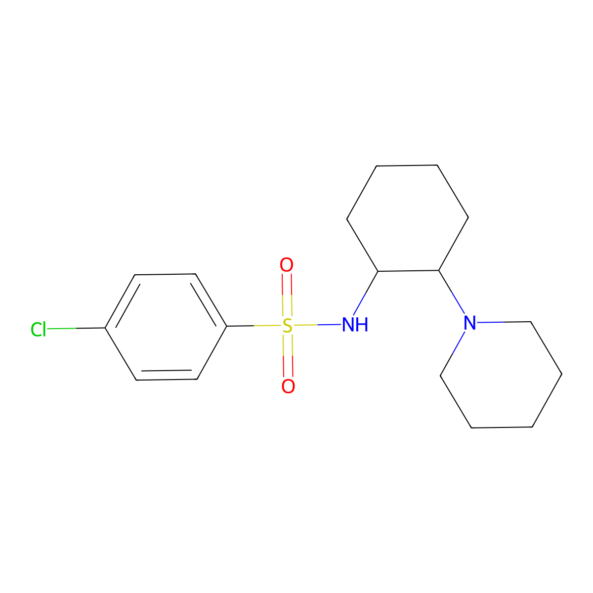 4-chloro-N-(2-piperidin-1-ylcyclohexyl)benzenesulfonamide molecular structure, CAS 371220-75-6