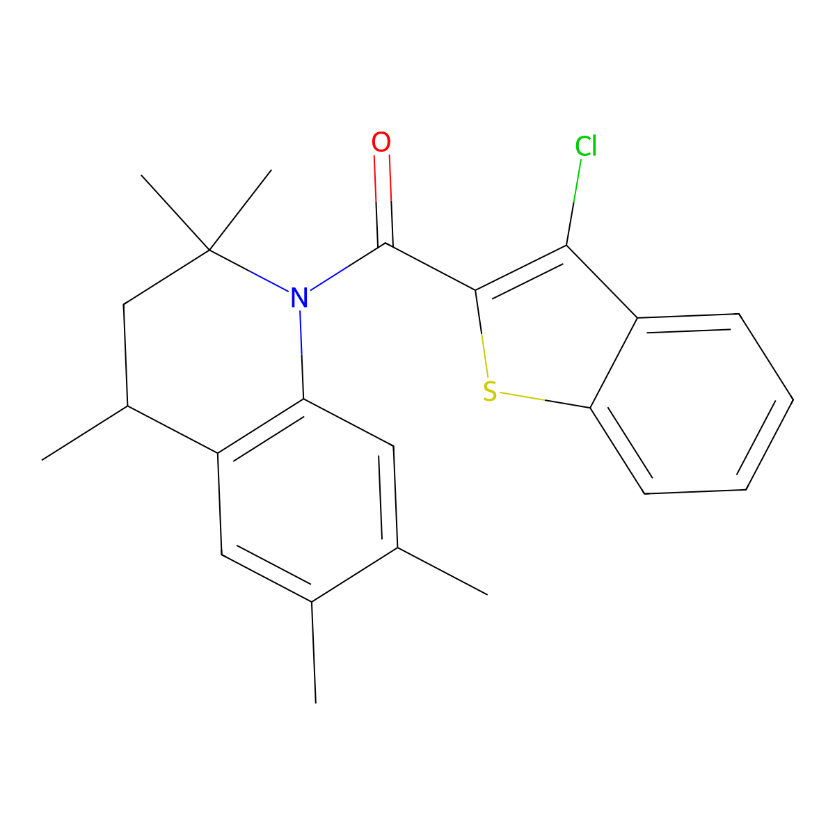 (3-chloro-1-benzothiophen-2-yl)(2,2,4,6,7-pentamethyl-3,4-dihydroquinolin-1(2H)-yl)methanone molecular structure, CAS 371220-82-5