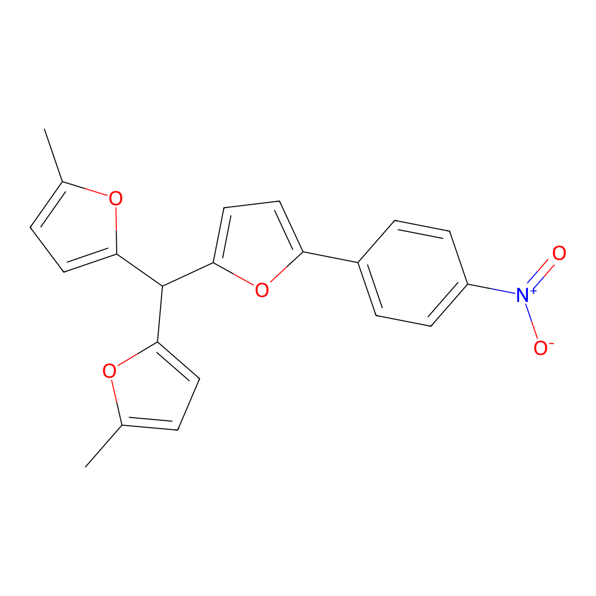 2,2'-{[5-(4-Nitrophenyl)furan-2-yl]methanediyl}bis(5-methylfuran) molecular structure, CAS 371220-85-8