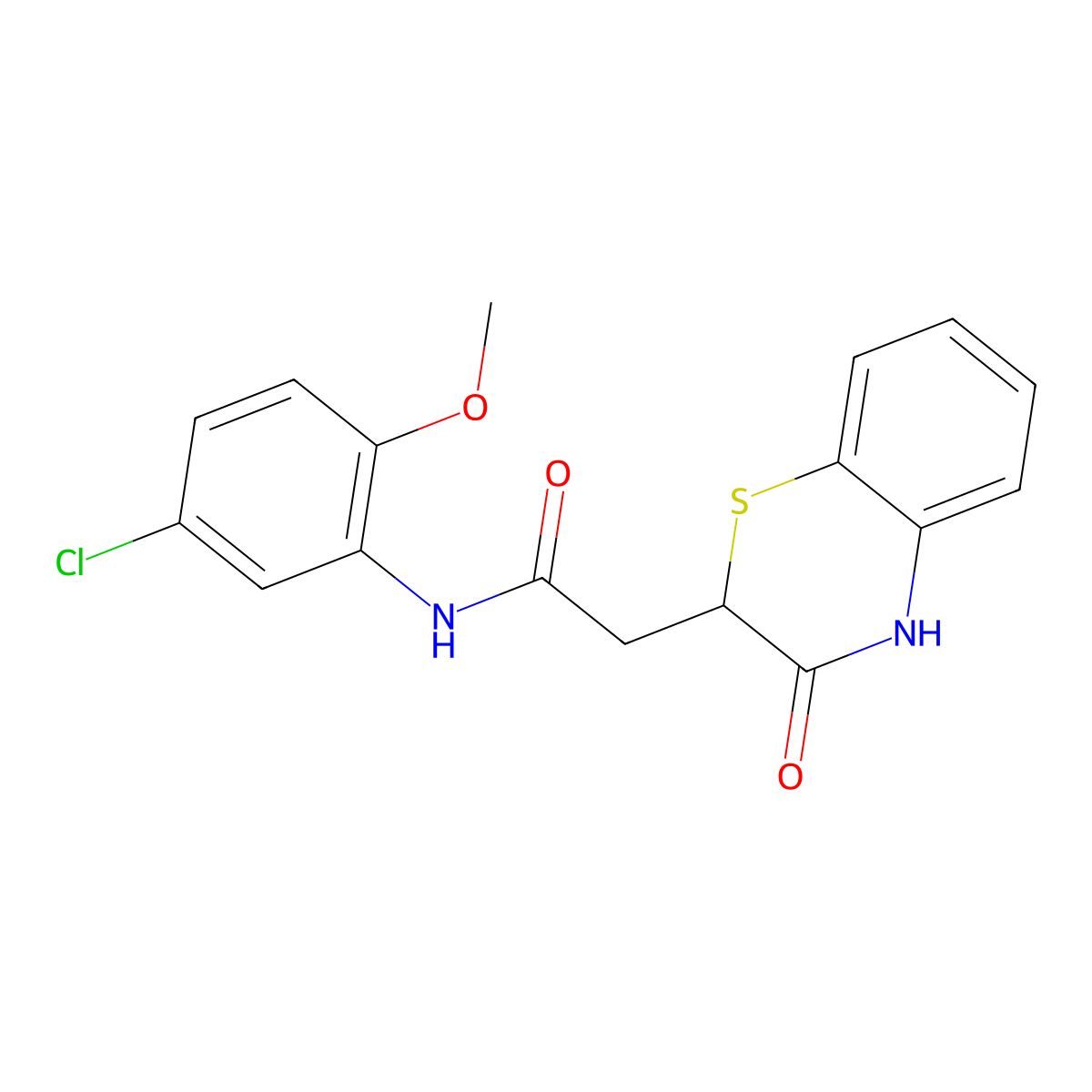 N-(5-chloro-2-methoxyphenyl)-2-(3-oxo-3,4-dihydro-2H-1,4-benzothiazin-2-yl)acetamide molecular structure, CAS 371220-87-0