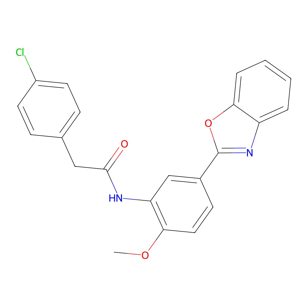 N-[5-(1,3-benzoxazol-2-yl)-2-methoxyphenyl]-2-(4-chlorophenyl)acetamide molecular structure, CAS 371220-96-1