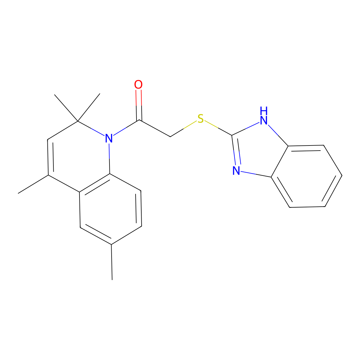 1-[(1H-benzimidazol-2-ylthio)acetyl]-2,2,4,6-tetramethyl-1,2-dihydroquinoline molecular structure, CAS 371221-25-9
