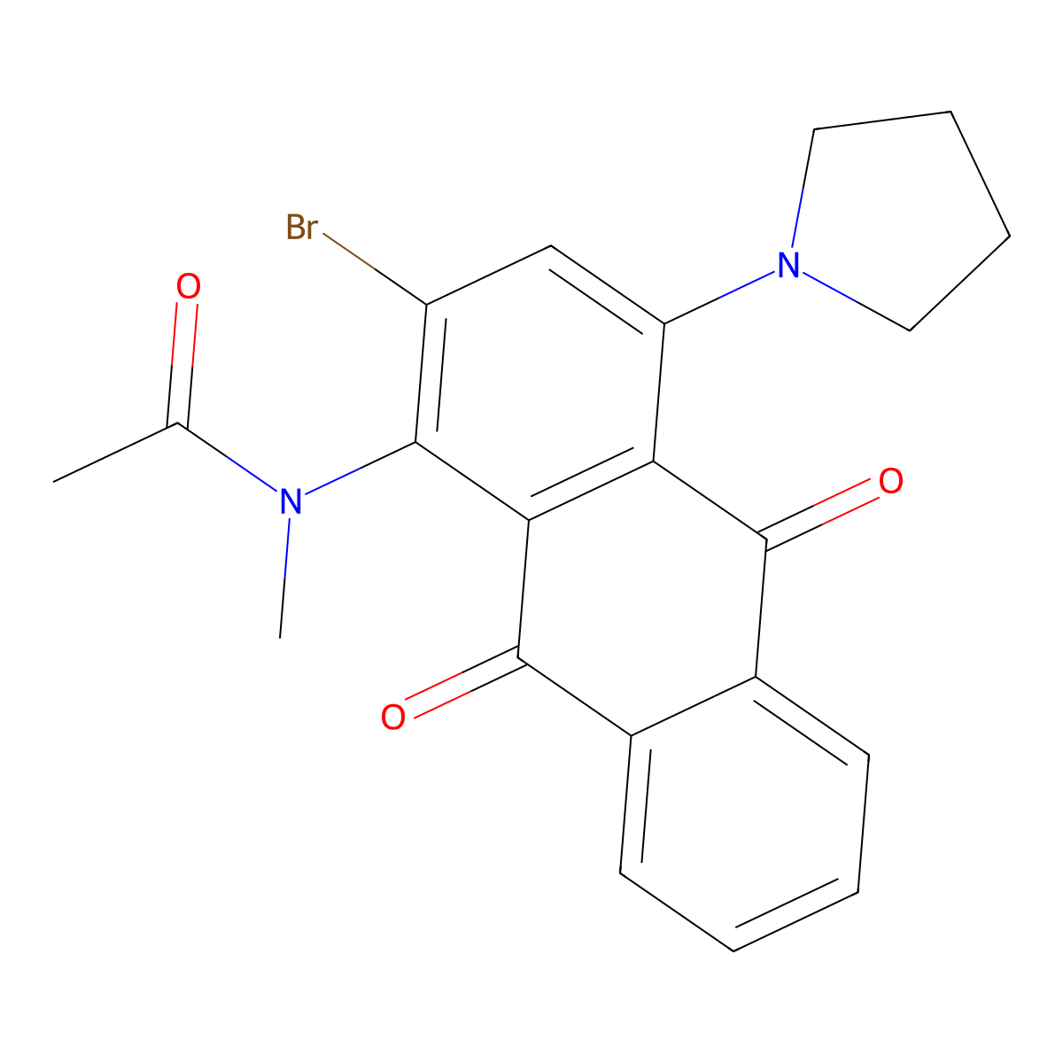 N-(2-bromo-9,10-dioxo-4-pyrrolidin-1-ylanthracen-1-yl)-N-methylacetamide molecular structure, CAS 371221-30-6