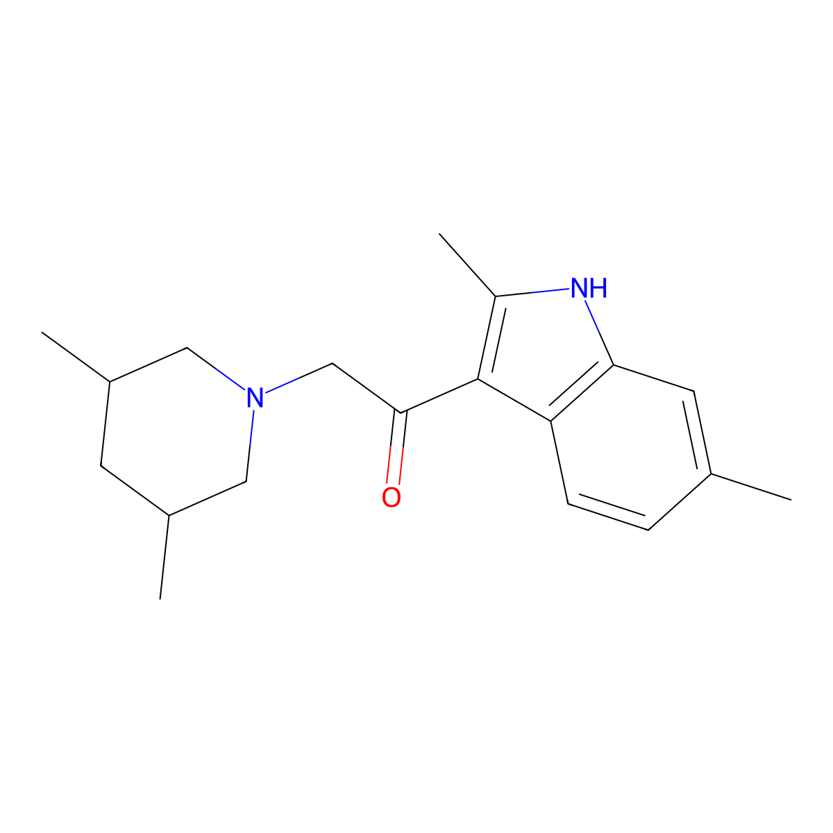 1-(2,6-dimethyl-1H-indol-3-yl)-2-(3,5-dimethylpiperidin-1-yl)ethanone molecular structure, CAS 371221-98-6