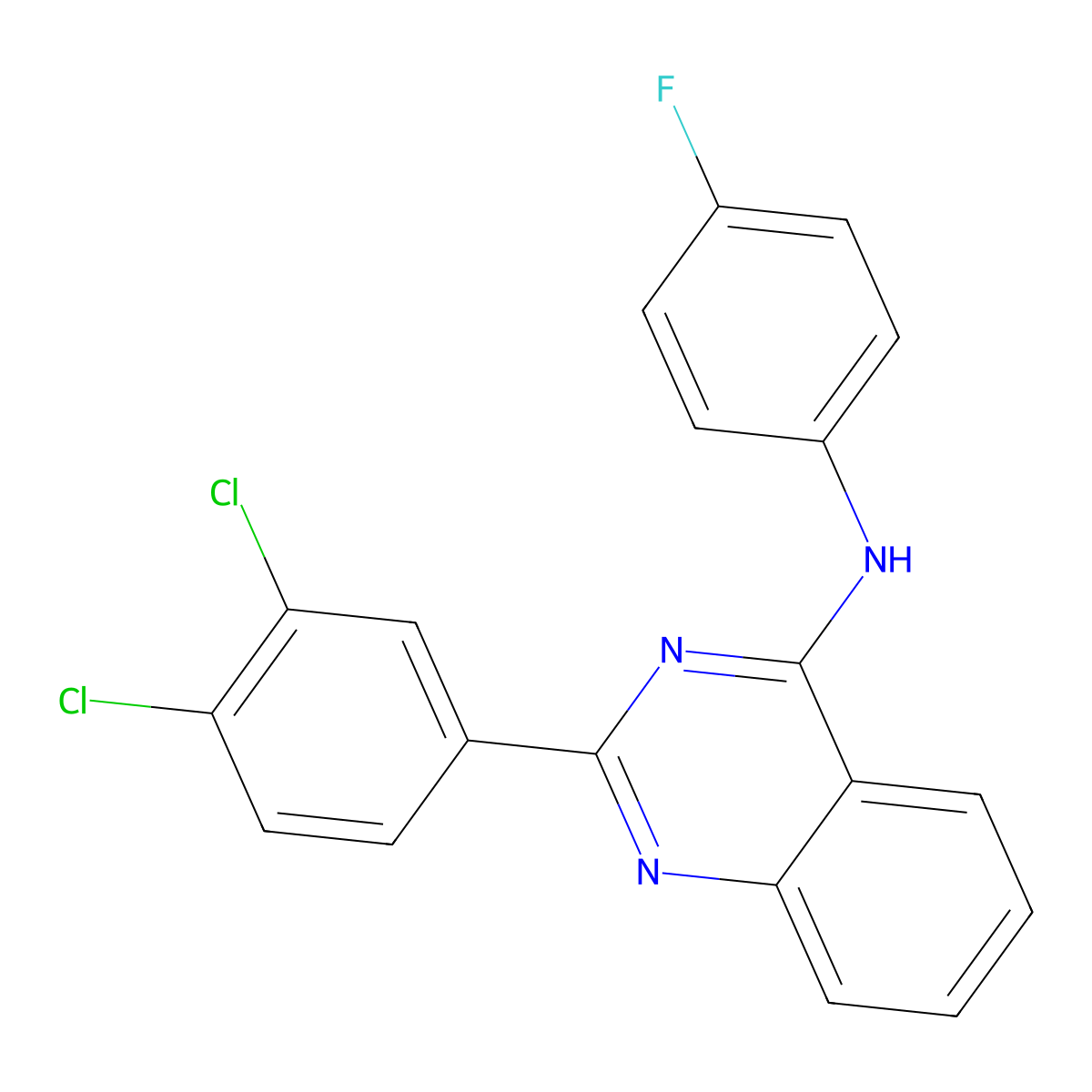 2-(3,4-Dichlorophenyl)-N-(4-fluorophenyl)-4-quinazolinamine molecular structure, CAS 371222-39-8