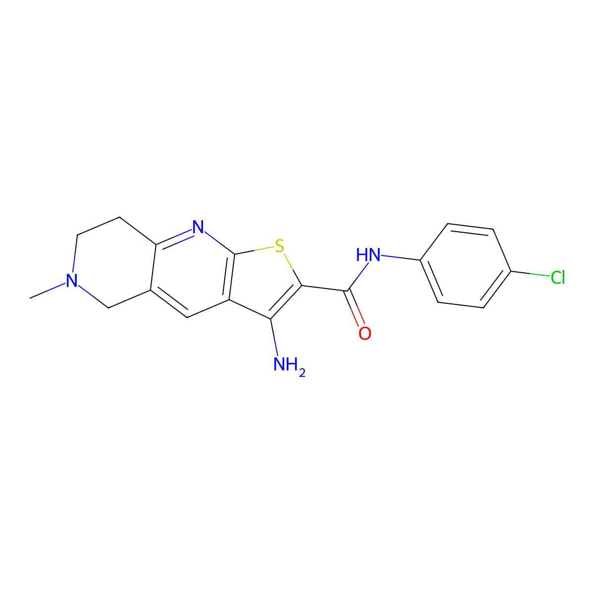 3-amino-N-(4-chlorophenyl)-6-methyl-5,6,7,8-tetrahydrothieno[2,3-b][1,6]naphthyridine-2-carboxamide molecular structure, CAS 371222-56-9