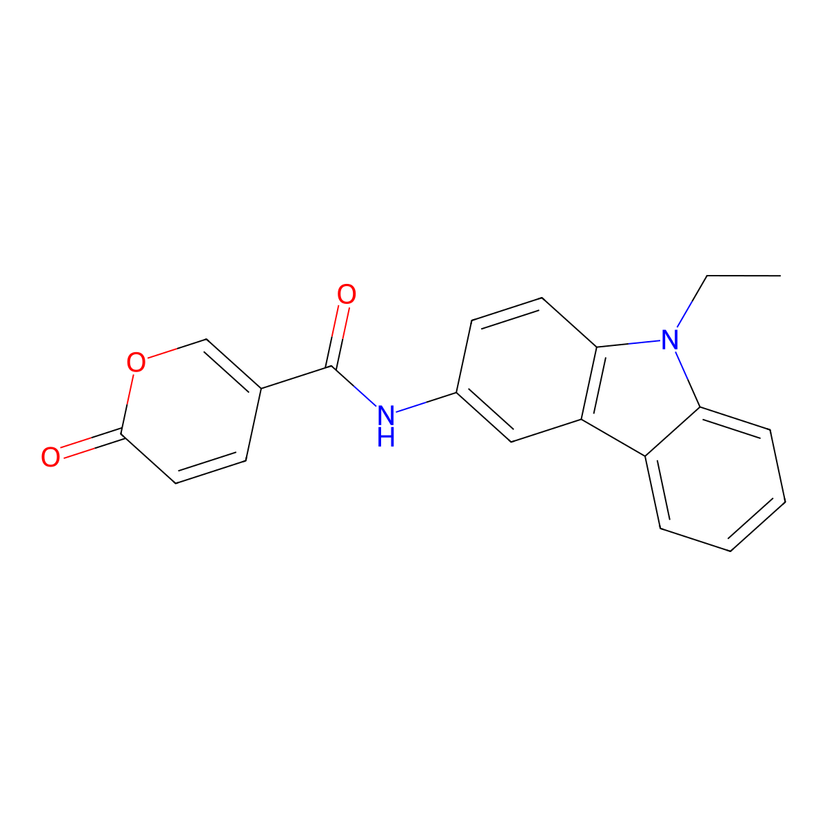 N-(9-ethylcarbazol-3-yl)-6-oxopyran-3-carboxamide molecular structure, CAS 371222-59-2