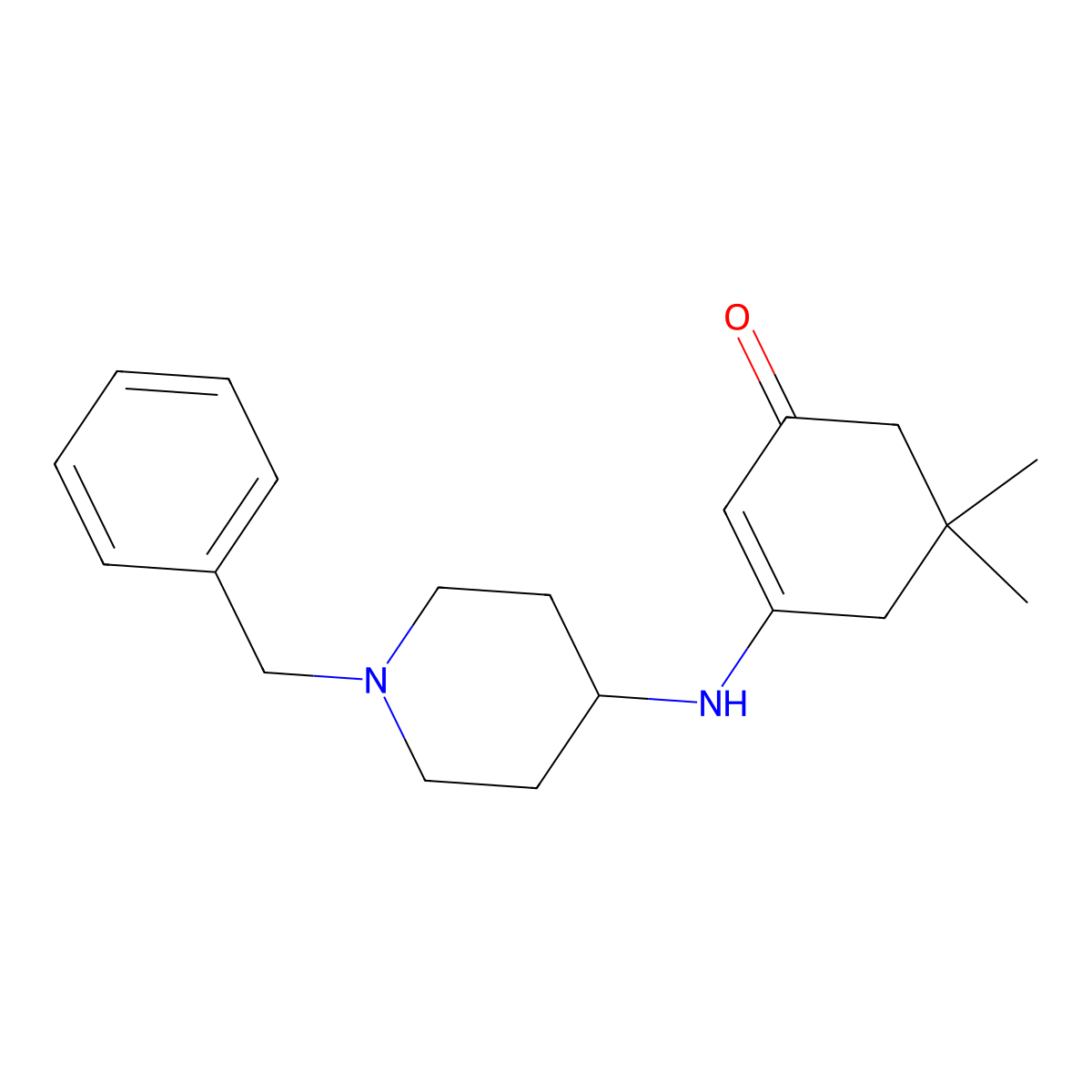 3-[(1-Benzylpiperidin-4-yl)amino]-5,5-dimethylcyclohex-2-en-1-one molecular structure, CAS 371222-69-4