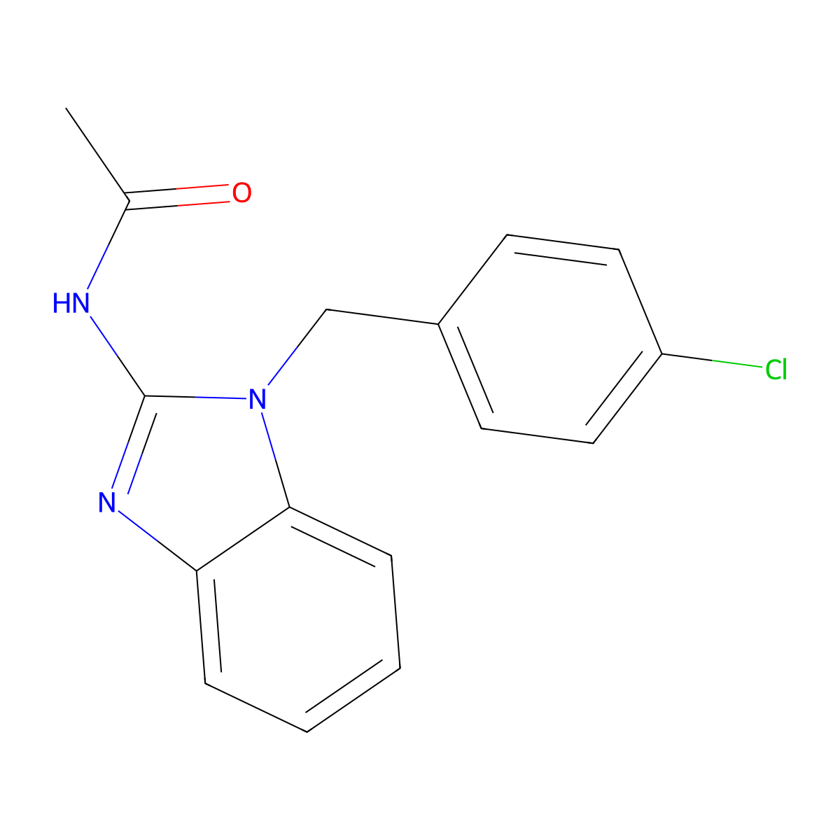 N-[1-[(4-chlorophenyl)methyl]benzimidazol-2-yl]acetamide molecular structure, CAS 371223-14-2