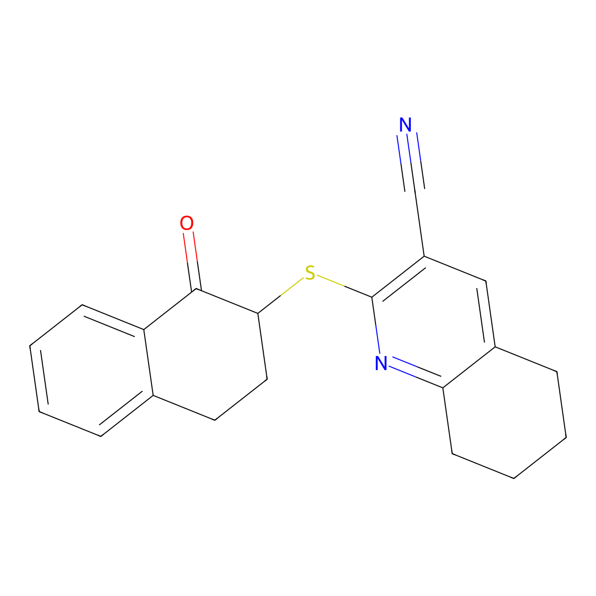 2-[(1-oxo-3,4-dihydro-2H-naphthalen-2-yl)sulfanyl]-5,6,7,8-tetrahydroquinoline-3-carbonitrile molecular structure, CAS 371223-19-7