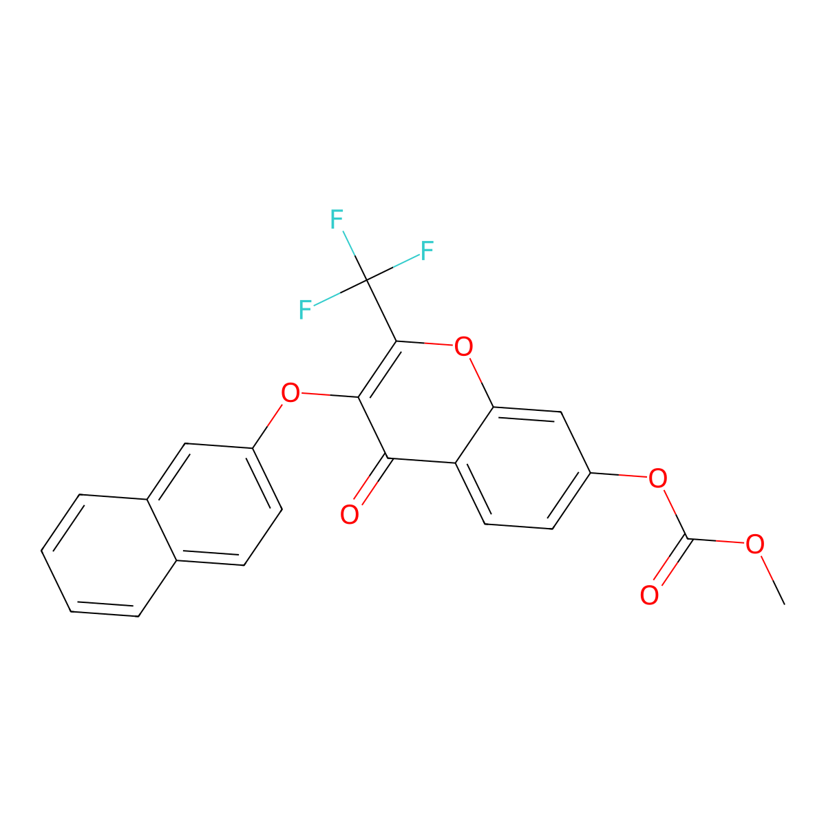 Methyl [3-naphthalen-2-yloxy-4-oxo-2-(trifluoromethyl)chromen-7-yl] carbonate molecular structure, CAS 371223-93-7