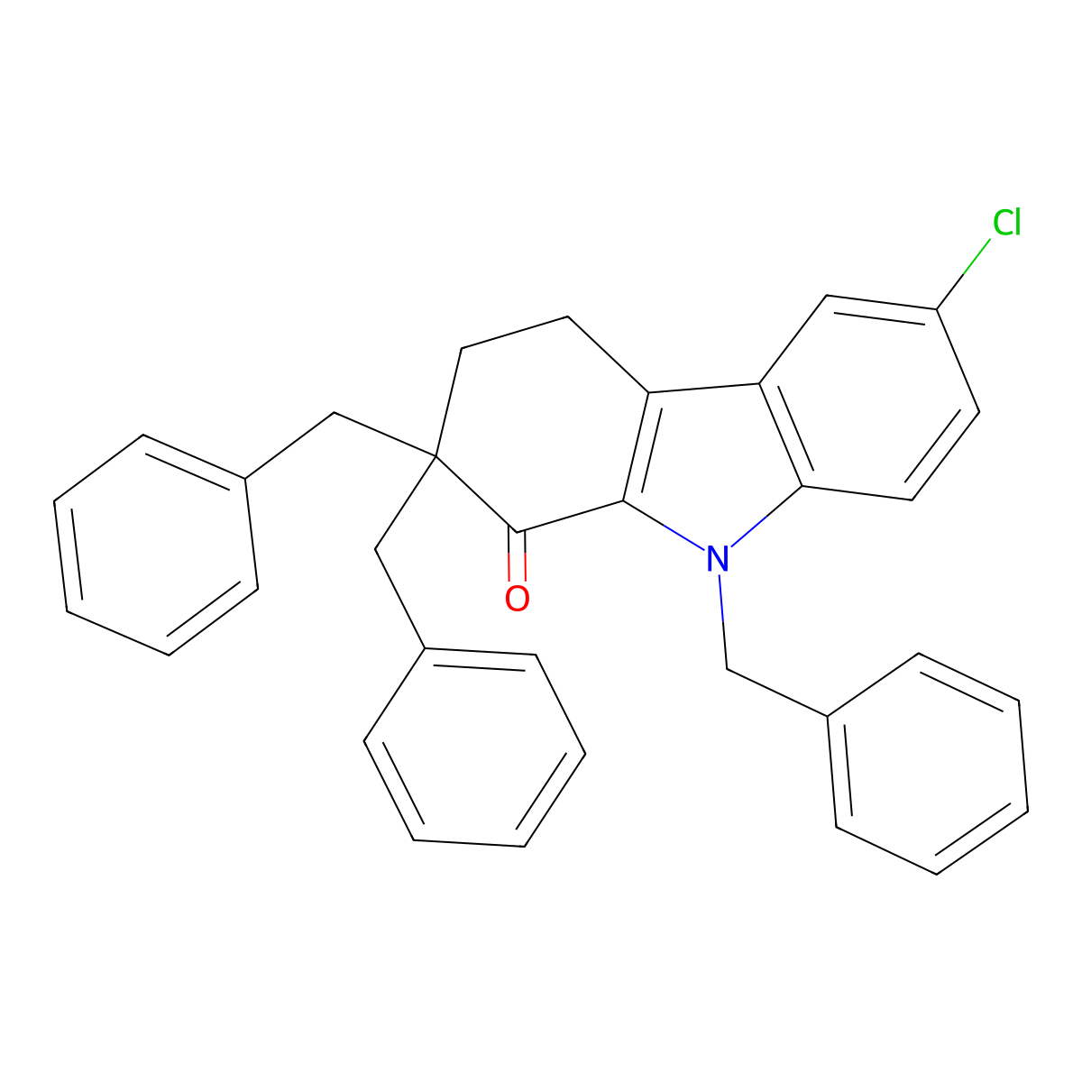 2,2,9-Tribenzyl-6-chloro-3,4-dihydrocarbazol-1-one molecular structure, CAS 371224-30-5