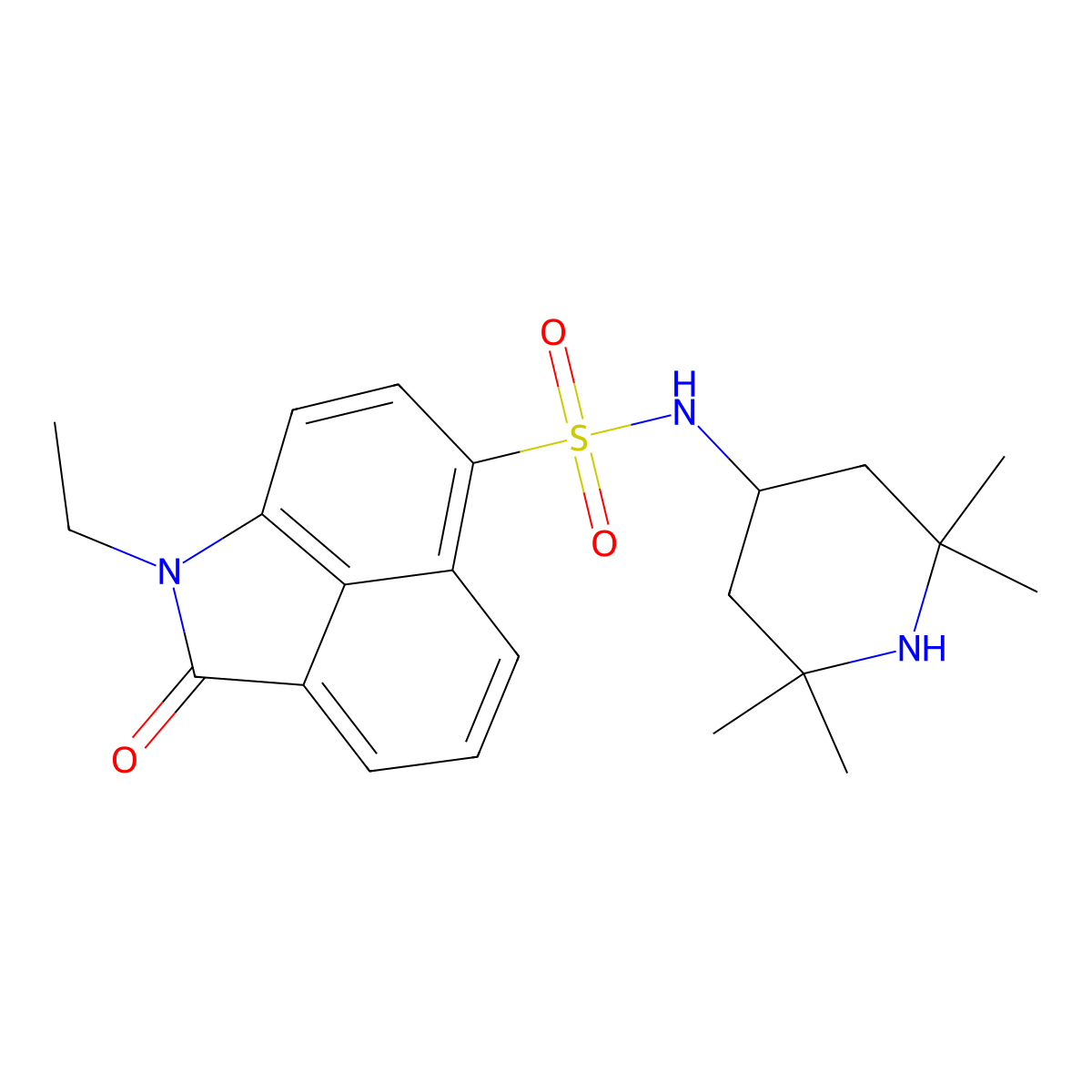 1-ethyl-2-oxo-N-(2,2,6,6-tetramethylpiperidin-4-yl)-1,2-dihydrobenzo[cd]indole-6-sulfonamide molecular structure, CAS 371224-65-6