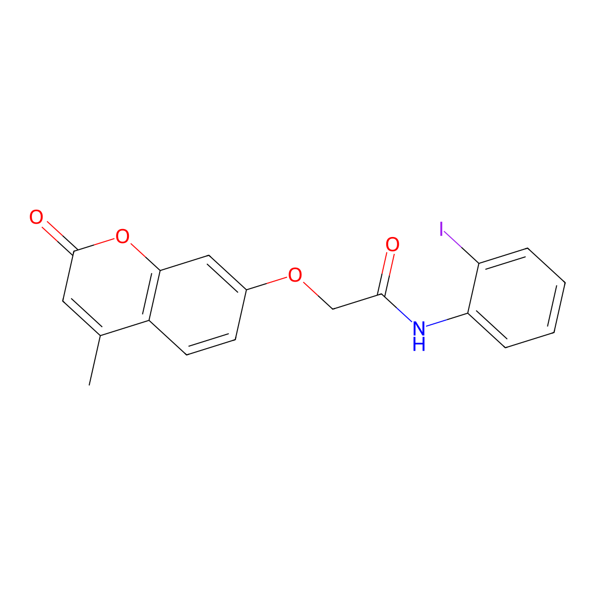 N-(2-iodophenyl)-2-(4-methyl-2-oxochromen-7-yl)oxyacetamide molecular structure, CAS 371224-77-0