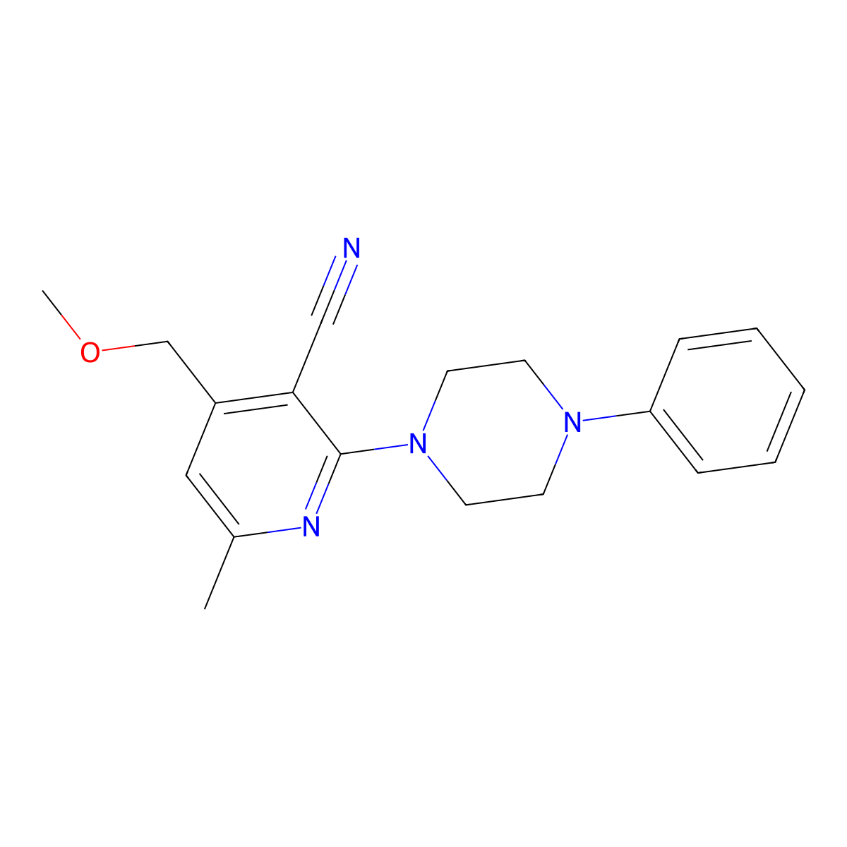 4-(Methoxymethyl)-6-methyl-2-(4-phenyl-1-piperazinyl)-3-pyridinecarbonitrile molecular structure, CAS 371225-21-7