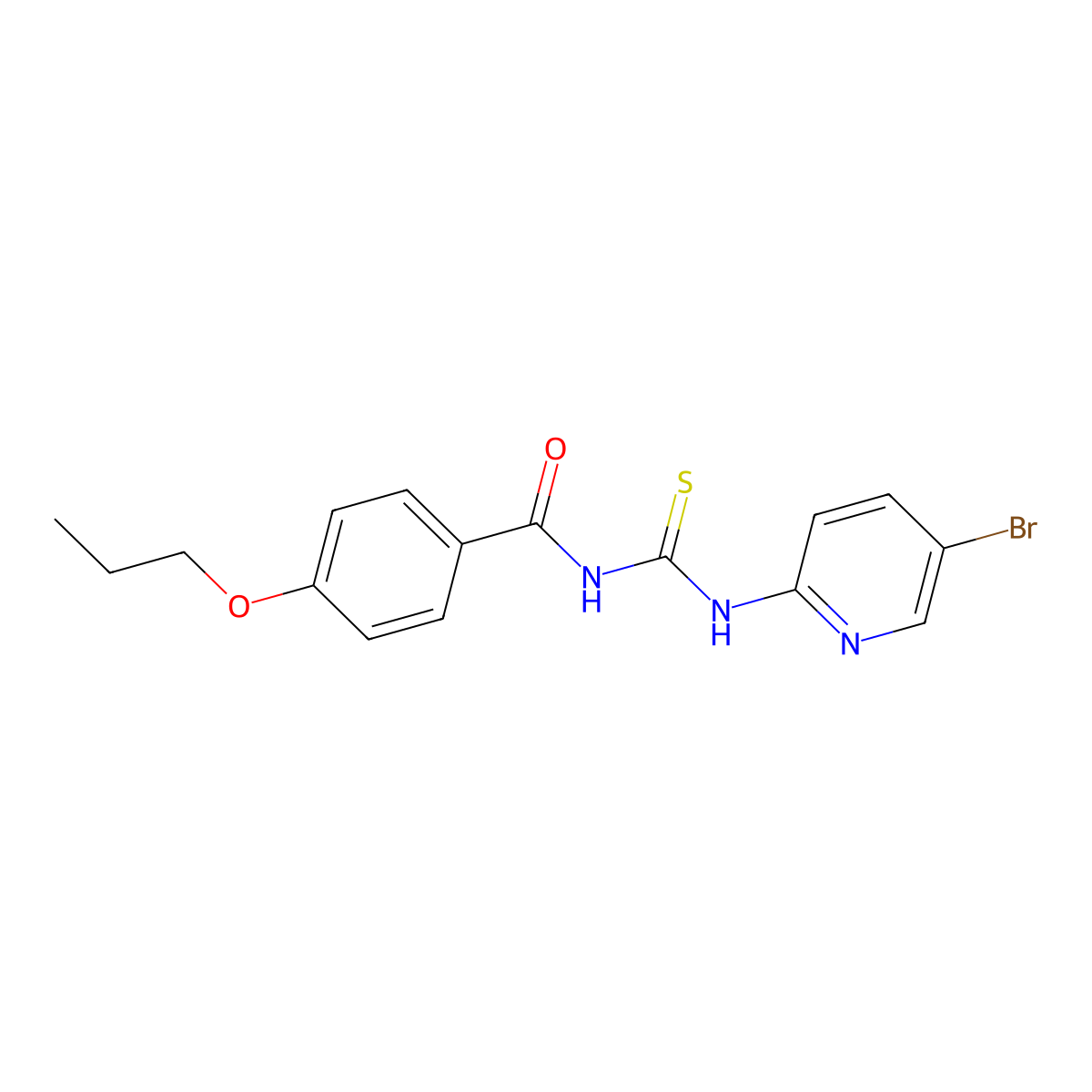 N-[(5-bromopyridin-2-yl)carbamothioyl]-4-propoxybenzamide molecular structure, CAS 371225-51-3
