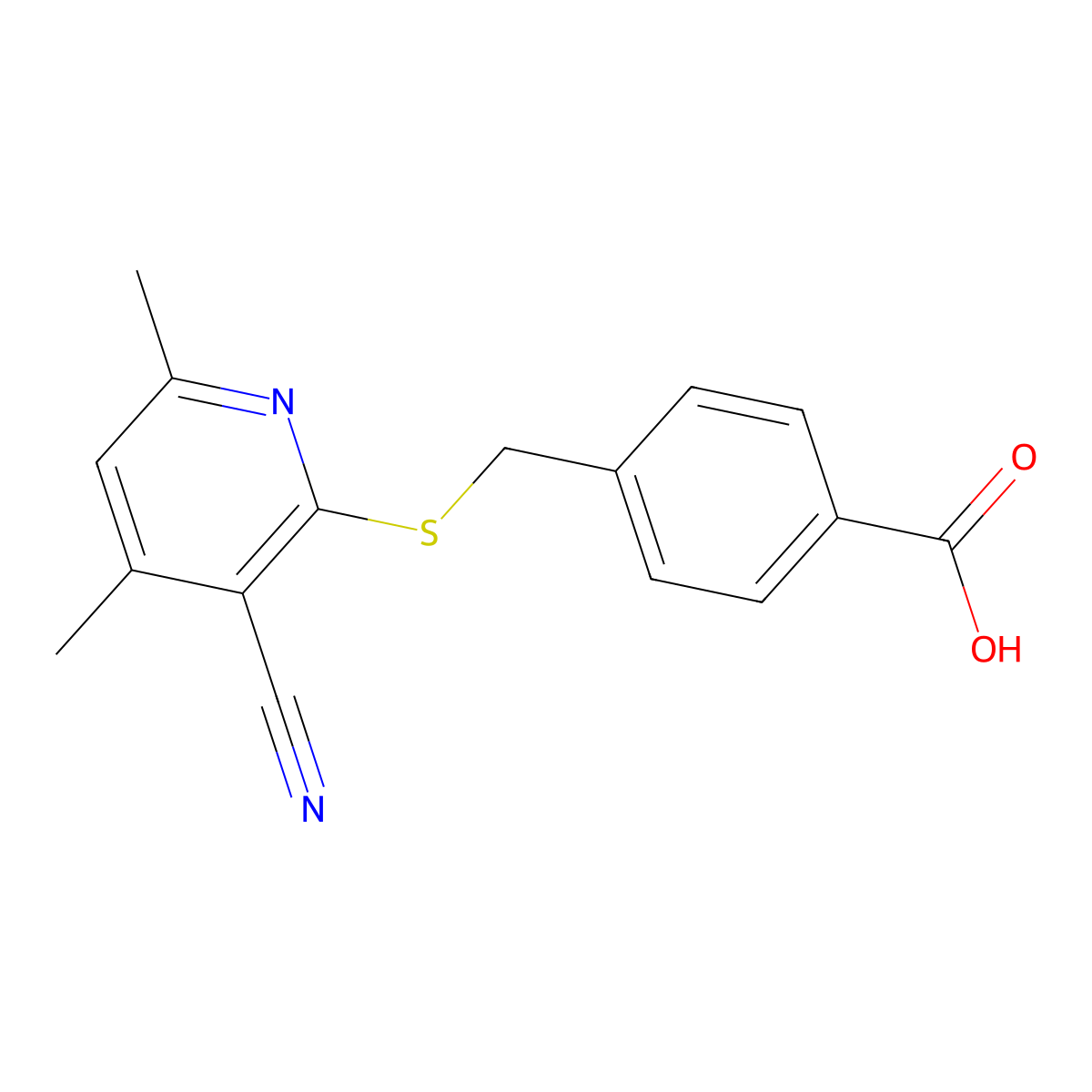 4-{[(3-Cyano-4,6-dimethylpyridin-2-yl)sulfanyl]methyl}benzoic acid molecular structure, CAS 371225-75-1