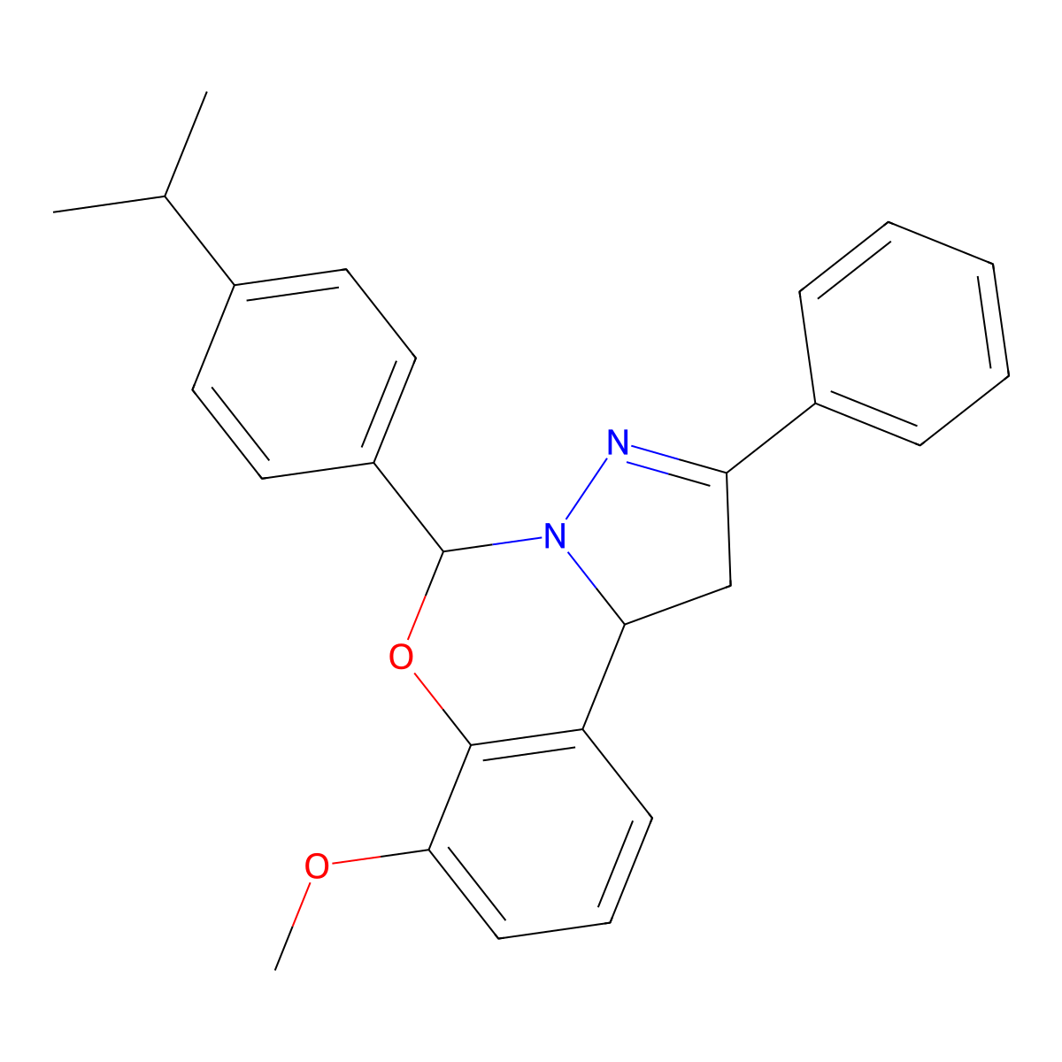 5-(4-Isopropylphenyl)-7-methoxy-2-phenyl-1,10b-dihydropyrazolo[1,5-c][1,3]benzoxazine molecular structure, CAS 371225-80-8