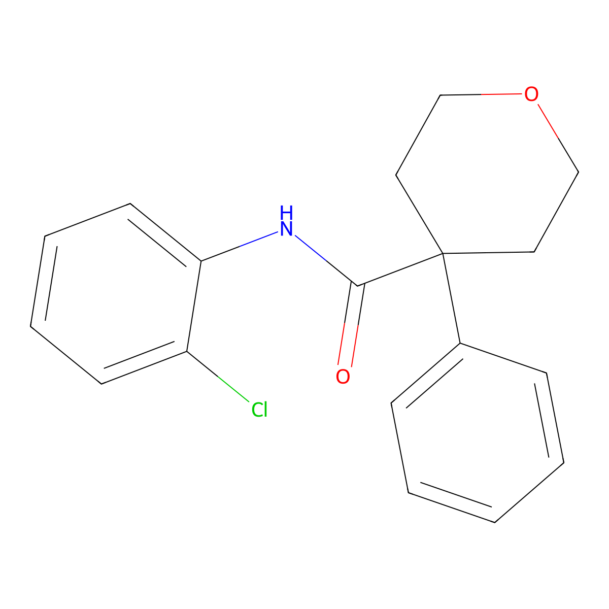 N-(2-chlorophenyl)-4-phenyloxane-4-carboxamide molecular structure, CAS 371226-08-3