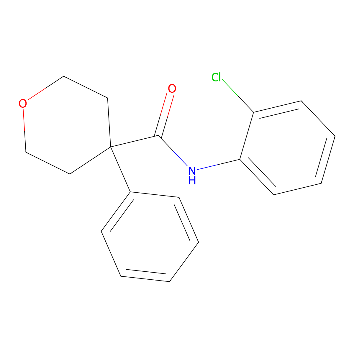 N-(2-chlorophenyl)-4-phenyloxane-4-carboxamide molecular structure, CAS 371226-08-3