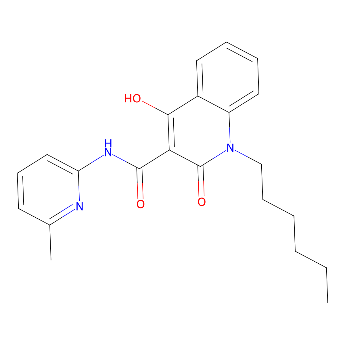 1-hexyl-4-hydroxy-N-(6-methylpyridin-2-yl)-2-oxo-1,2-dihydroquinoline-3-carboxamide molecular structure, CAS 371226-72-1