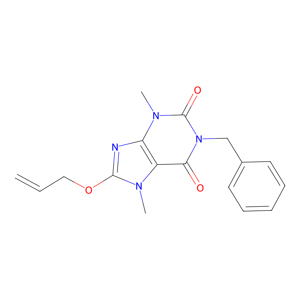 1-Benzyl-3,7-dimethyl-8-prop-2-enoxypurine-2,6-dione molecular structure, CAS 371227-35-9