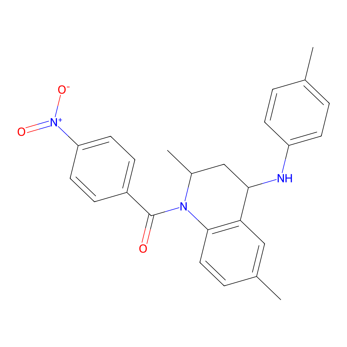 {2,6-dimethyl-4-[(4-methylphenyl)amino]-3,4-dihydroquinolin-1(2H)-yl}(4-nitrophenyl)methanone molecular structure, CAS 371227-49-5