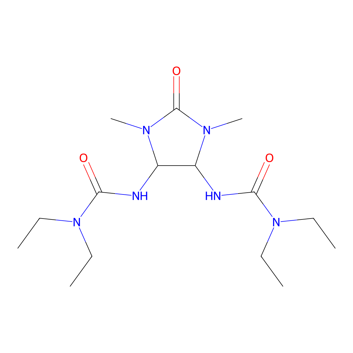 3-[5-(Diethylcarbamoylamino)-1,3-dimethyl-2-oxoimidazolidin-4-yl]-1,1-diethylurea molecular structure, CAS 371228-17-0