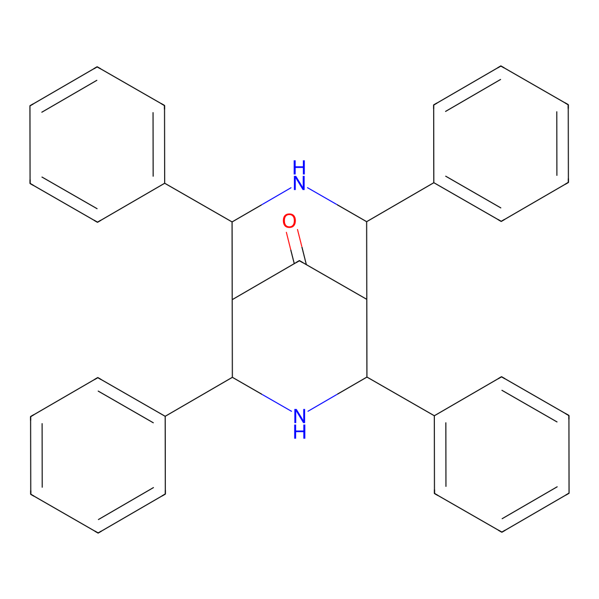 2,4,6,8-Tetraphenyl-3,7-diazabicyclo[3.3.1]nonan-9-one molecular structure, CAS 37123-09-4
