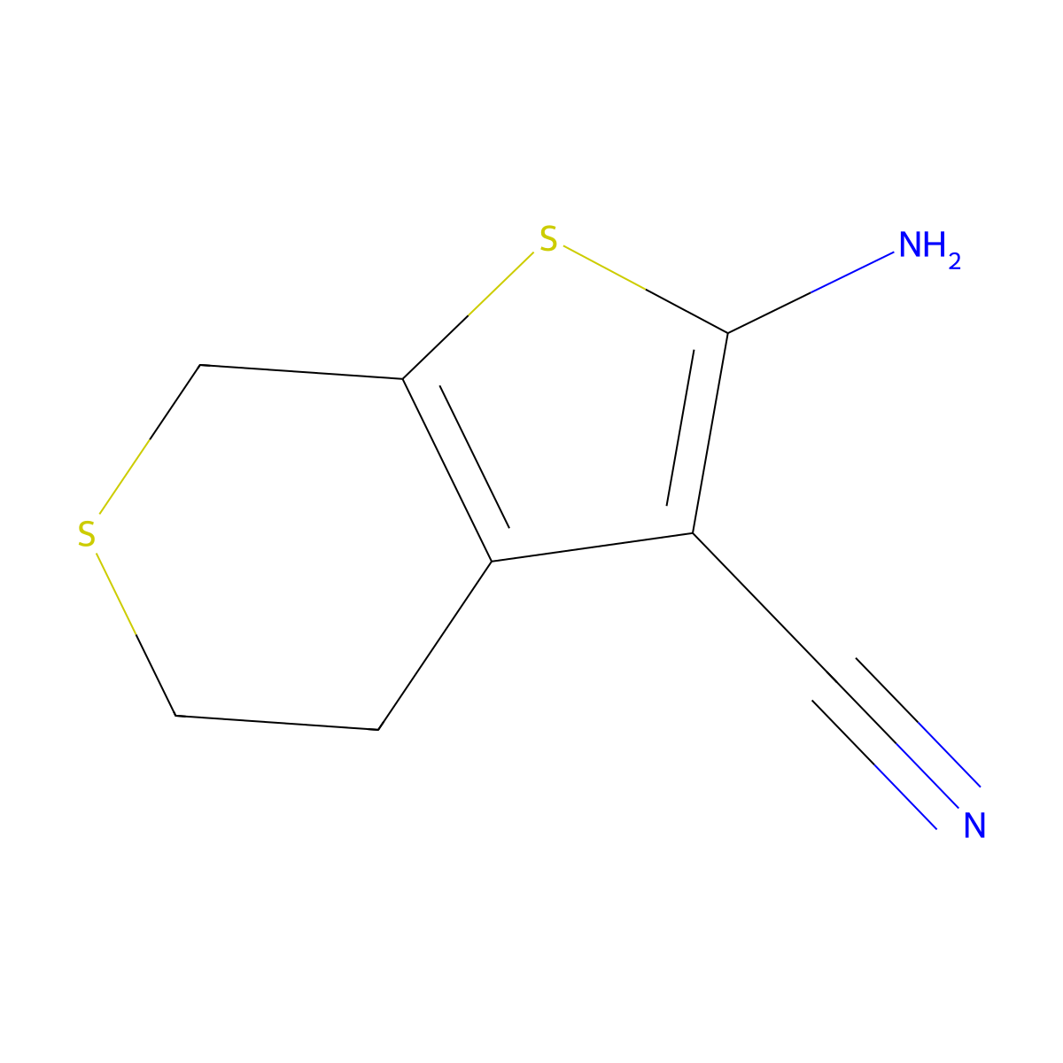 2-amino-4H,5H,7H-thieno(2,3-c)thiopyran-3-carbonitrile molecular structure, CAS 37123-75-4