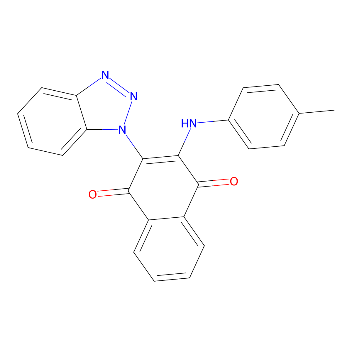 2-(1H-benzo[d][1,2,3]triazol-1-yl)-3-(p-tolylamino)naphthalene-1,4-dione molecular structure, CAS 371231-46-8