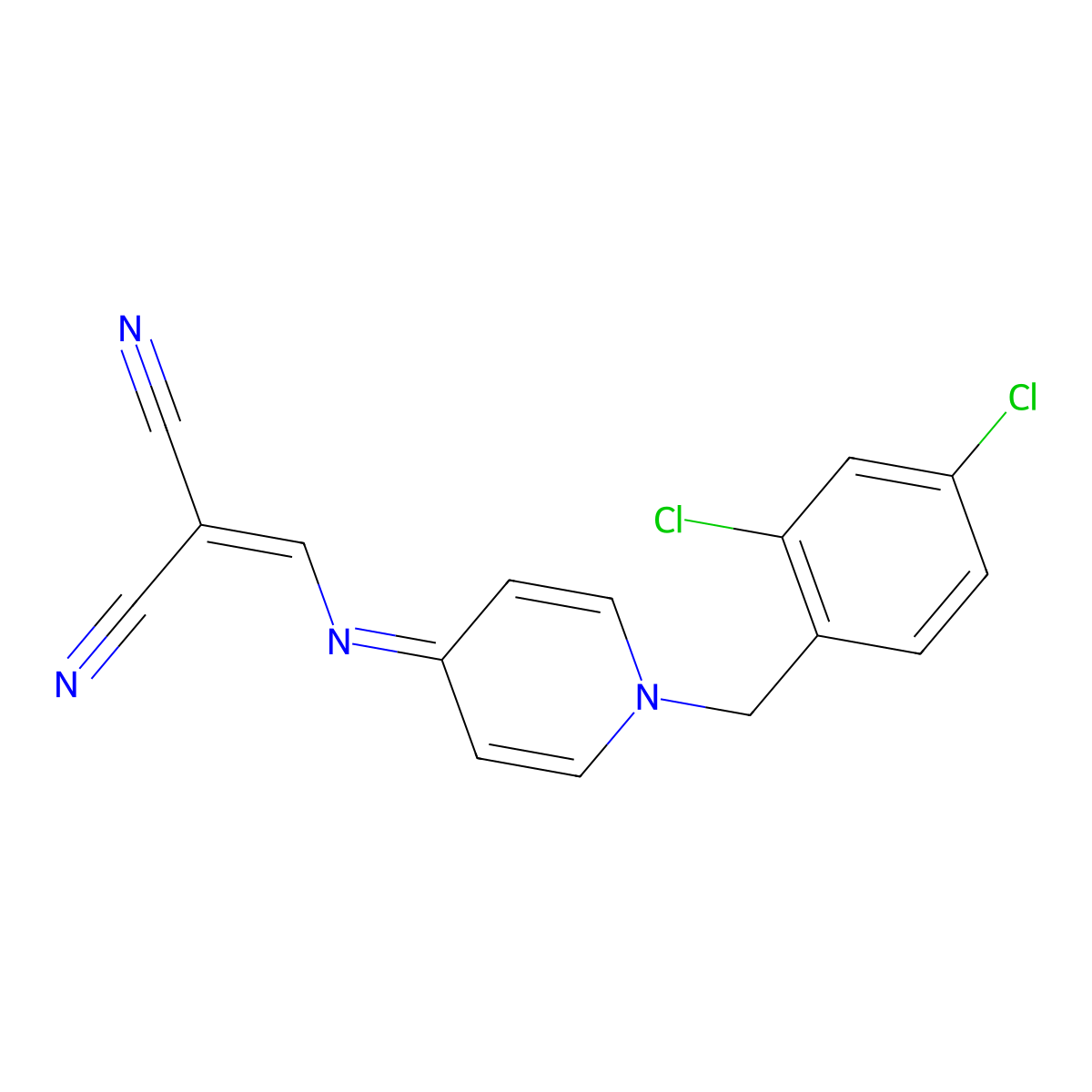 2-[[[1-[(2,4-Dichlorophenyl)methyl]pyridin-4-ylidene]amino]methylidene]propanedinitrile molecular structure, CAS 371232-26-7